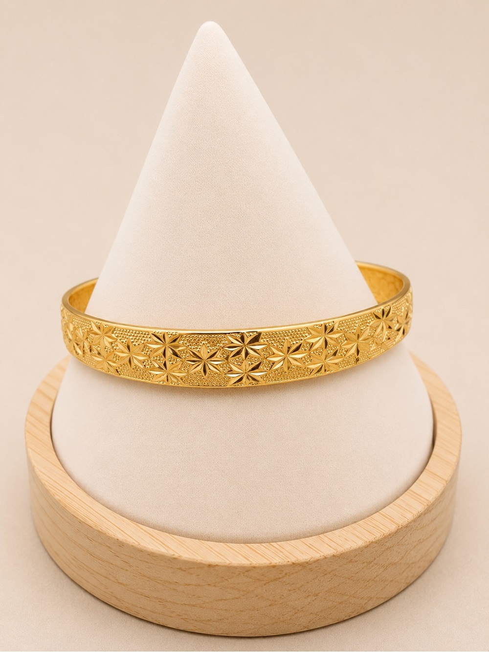 18K Gold-Plated Adjustable Engraved Bangle Bracelet